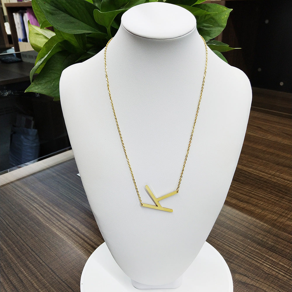 Fabulous Rose Gold Plated Stainless Steel Initial Letter Pendant Necklace – view 2