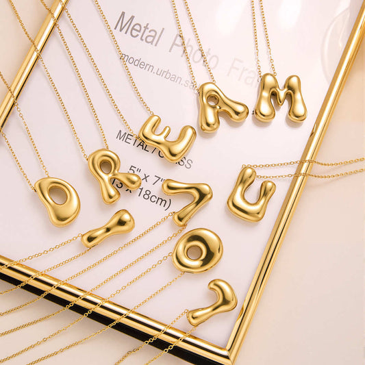 New Titanium Steel 18K Gold-Plated 26-Letter Necklace For Women