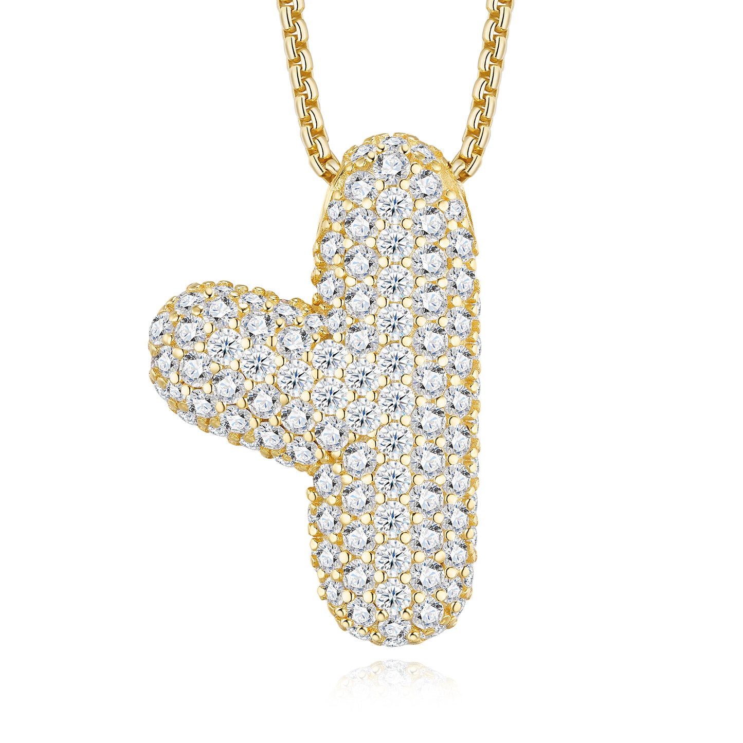 Bubble Letter Initial Necklace 11.25g – S925 Gold, Pave Moissanite