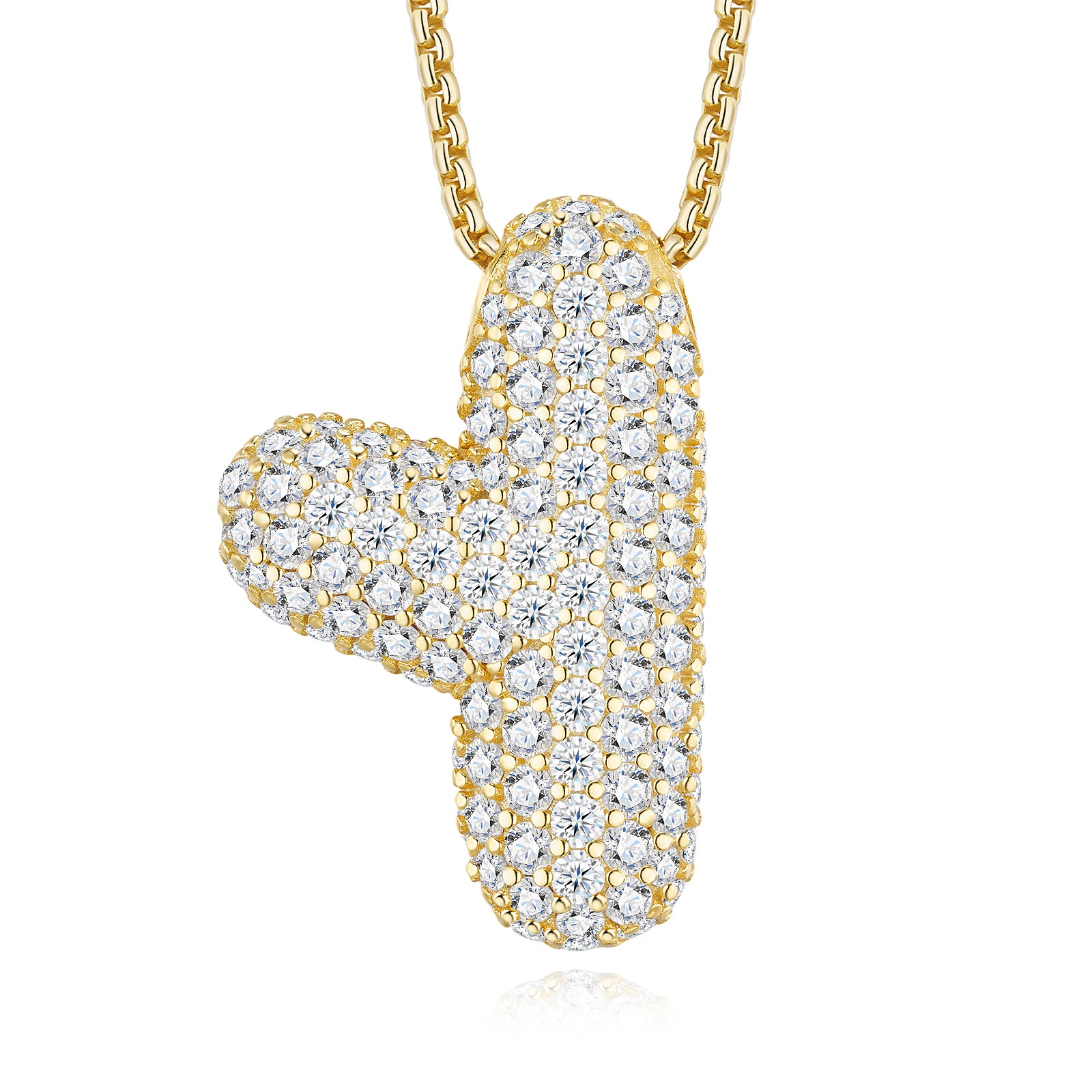 Bubble Letter Initial Necklace 11.25g – S925 Gold, Pave Moissanite
