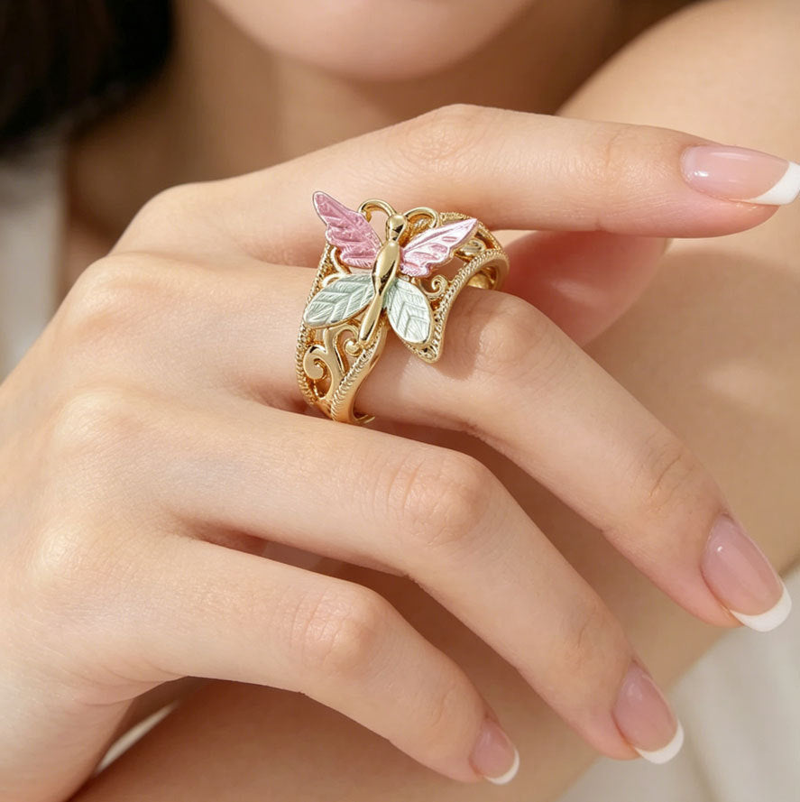 Ins-style Sweet-and-cool Powder-blue Butterfly Ring – view 2