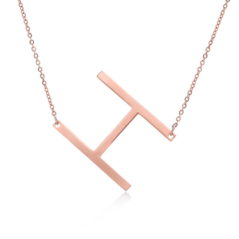 Fabulous Rose Gold Plated Stainless Steel Initial Letter Pendant Necklace – view 40