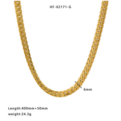 Retro Snake Bone Chain Necklace – 18K Gold Titanium Steel – view 7