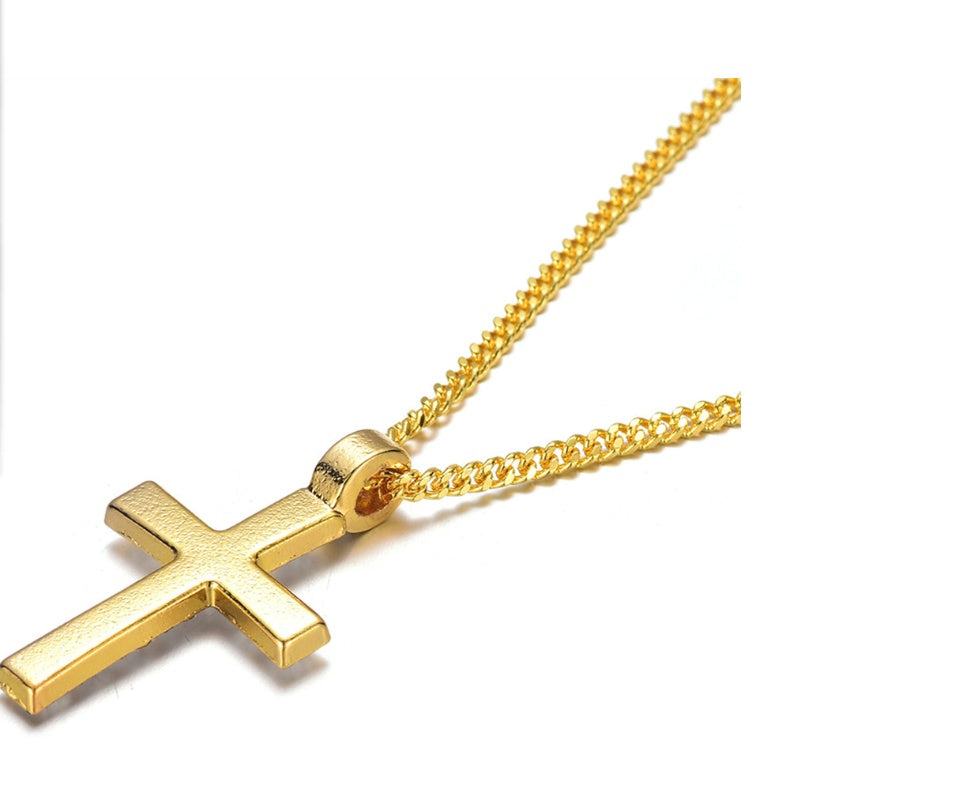 GOLD & SILVER CROSS PENDANT NECKLACE ICED OUT – view 2