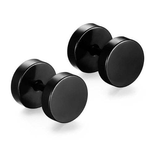 8mm Barbell Ear Studs – Stainless Steel, Punk Gothic – view 2