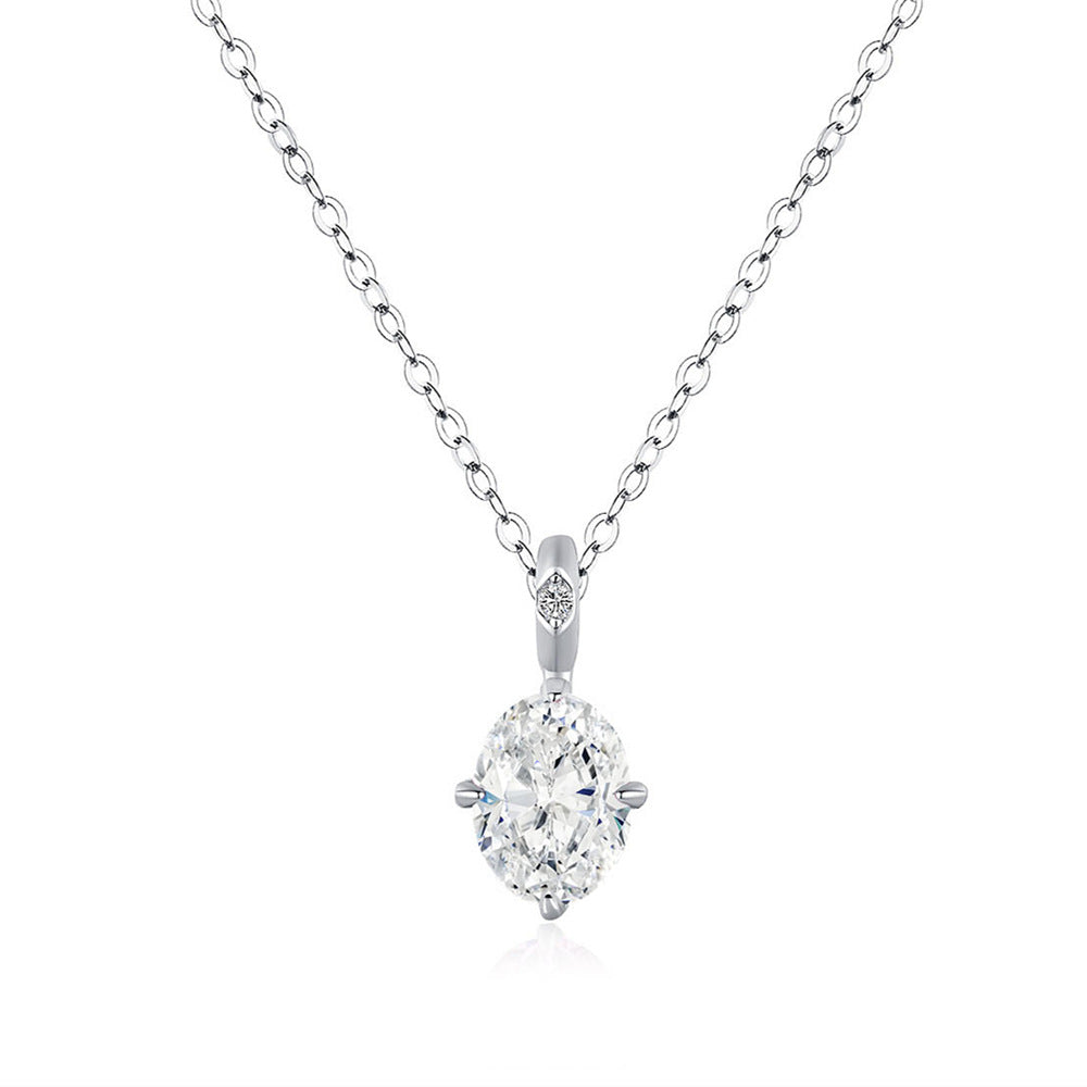 Silver Mint Green Egg Shaped Colored Diamond Clavicle Necklace For Women – view 5