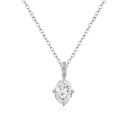 Silver Mint Green Egg Shaped Colored Diamond Clavicle Necklace – view 5