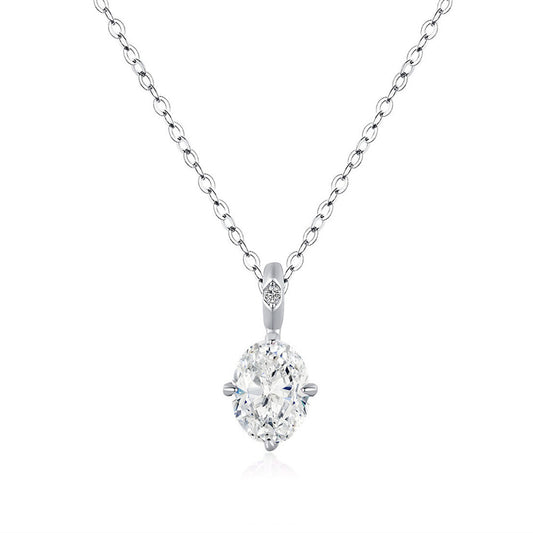 Silver Mint Green Egg Shaped Colored Diamond Clavicle Necklace – view 5