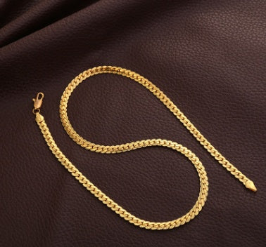 Men Necklace Gold Tone Snake Chain – view 3