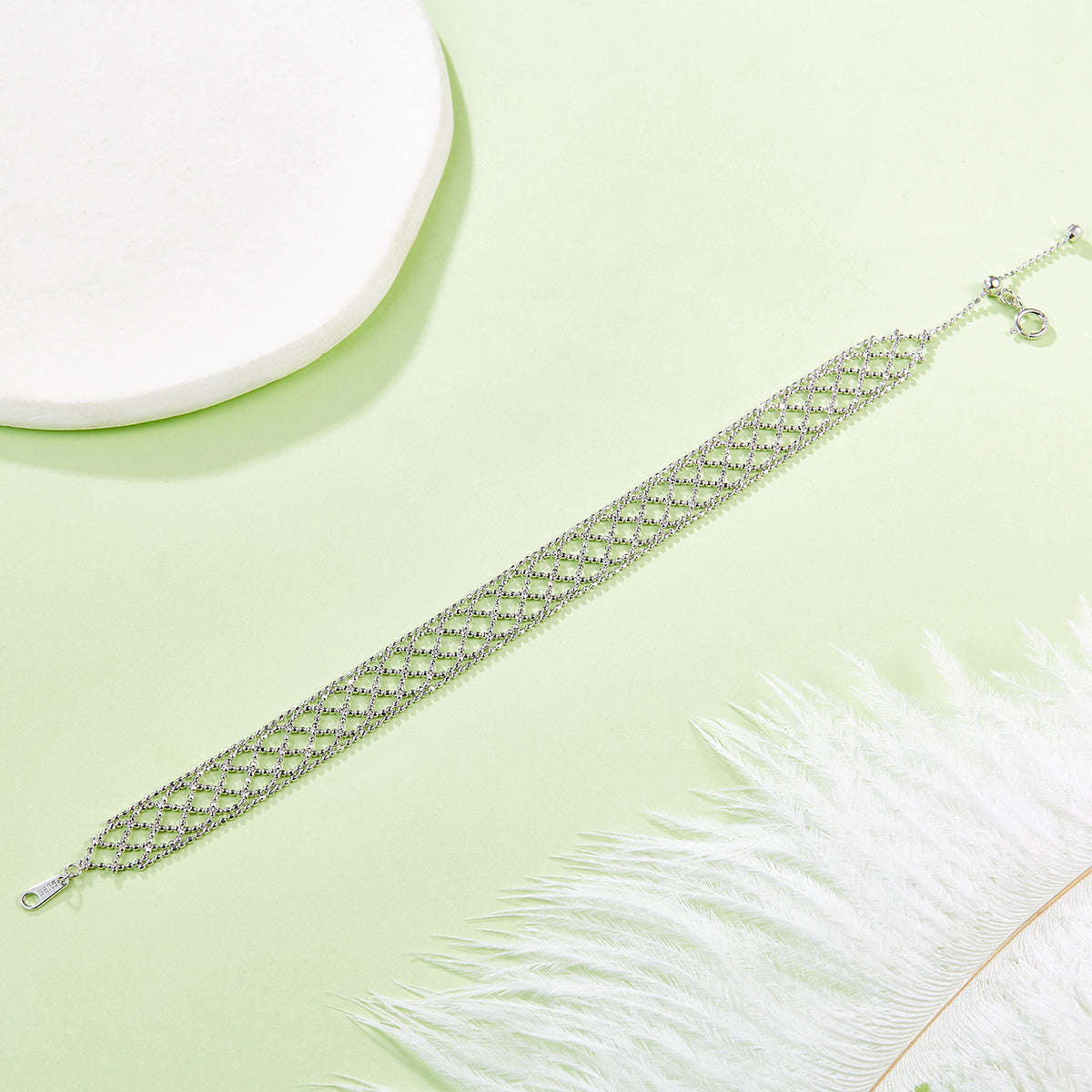 Hollow Mesh Bracelet – S925 Silver, Adjustable, 3 Finishes – view 5