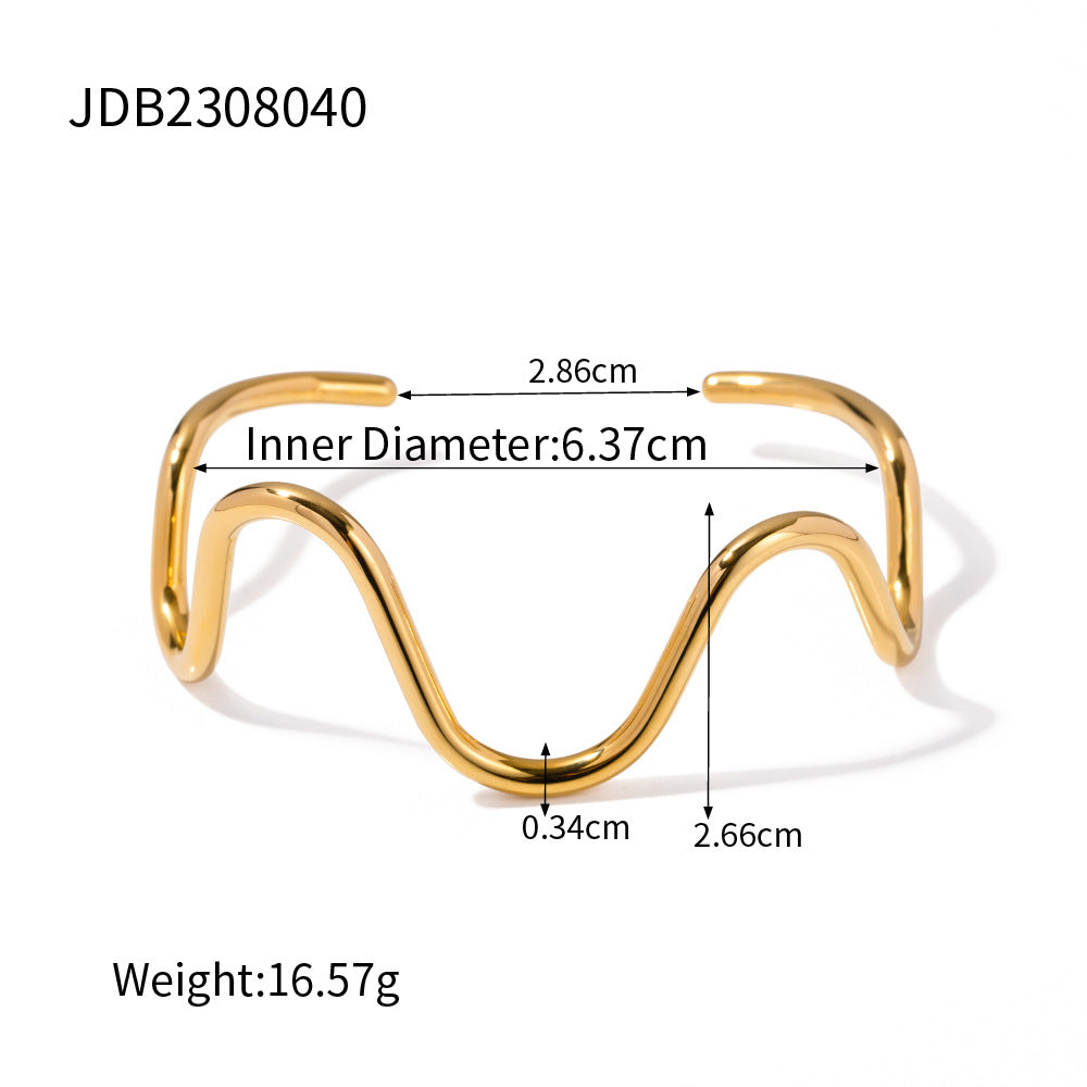 18K Gold Stainless Steel Wave Pull-out Necklace – view 6