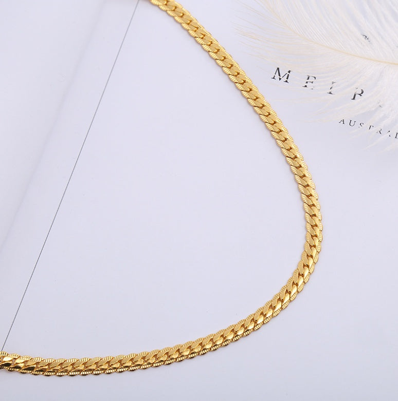 Men Necklace Gold Tone Snake Chain – view 5