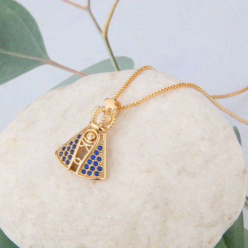 Trendy Religious Necklace – Madonna Cross Charm A – view 3