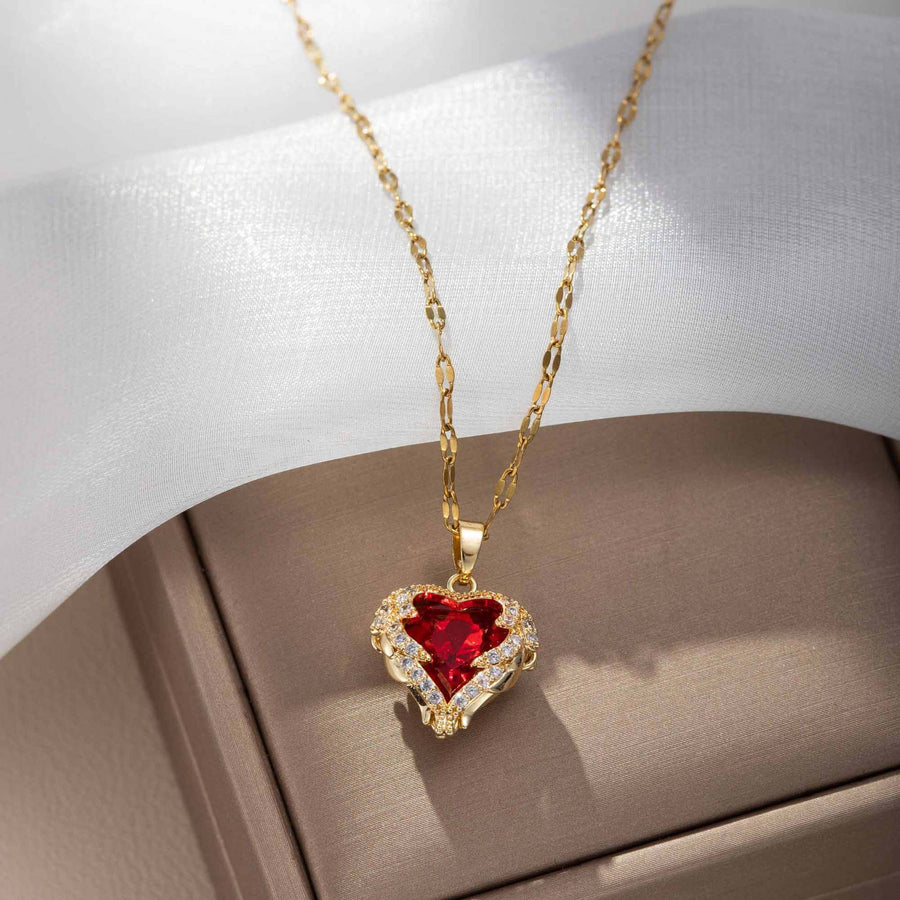 Ocean Heart Colorful Water-Gold Pendant Necklace Style – view 8
