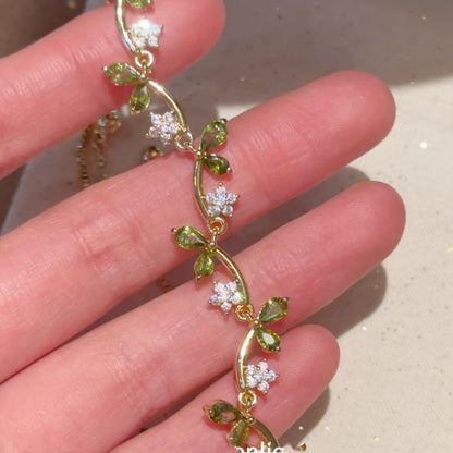 Summer Retro Olive Green Rhinestone Branch And Leaf Bracelet – view 3