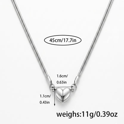Magnetic Heart Couples Necklace Set – Stainless Steel – view 2