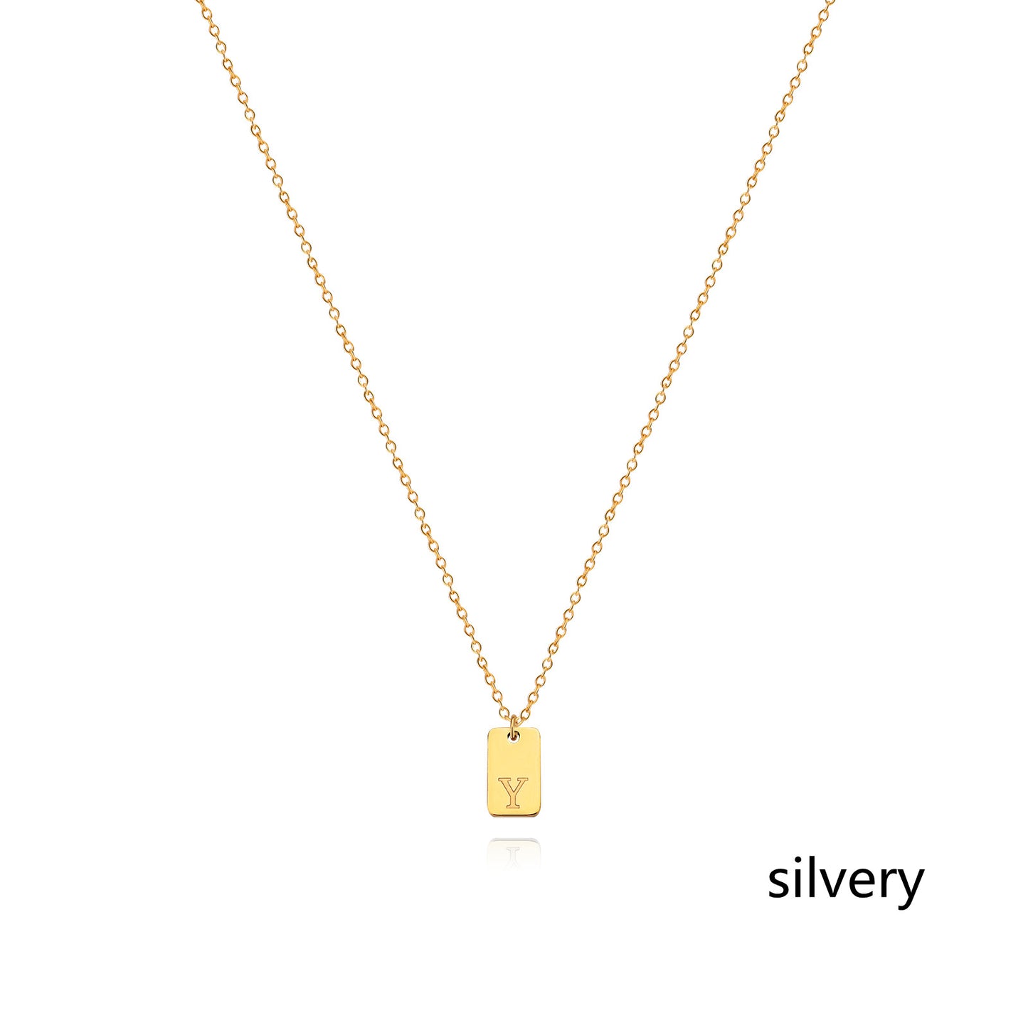 Stainless Steel Simple 26 Letter Tag Pendant Necklace – view 52