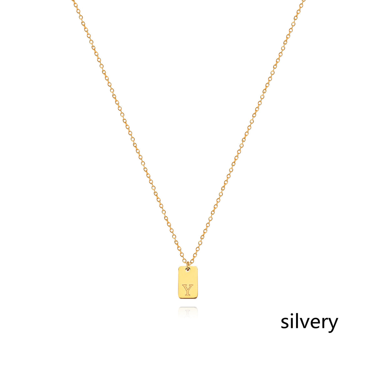 Stainless Steel Simple 26 Letter Tag Pendant Necklace – view 52