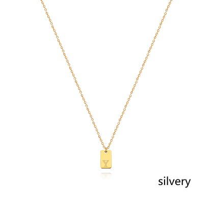 Stainless Steel Simple 26 Letter Tag Pendant Necklace – view 52