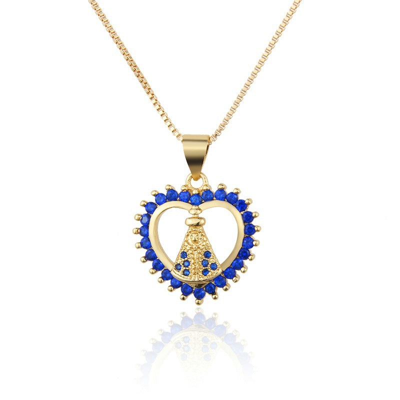 Trendy Religious Necklace – Madonna Cross Charm A – view 2