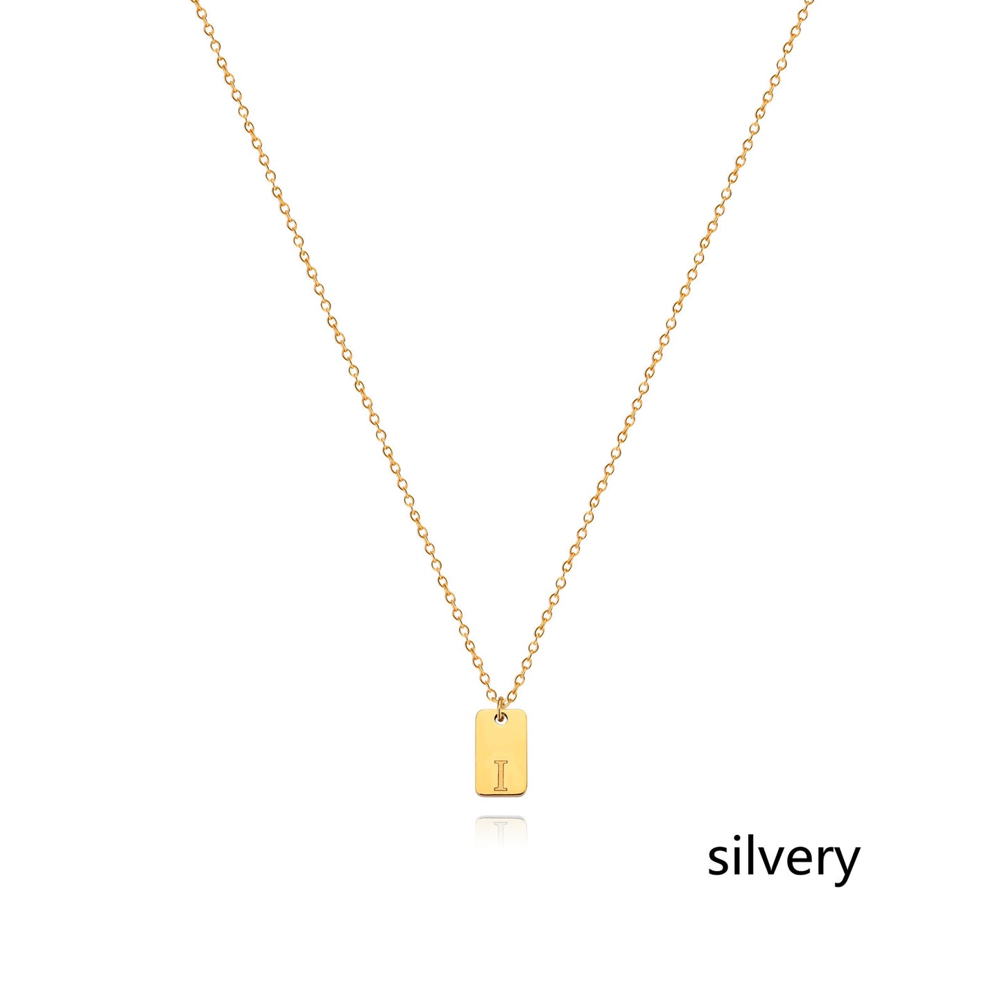 Stainless Steel Simple 26 Letter Tag Pendant Necklace – view 36