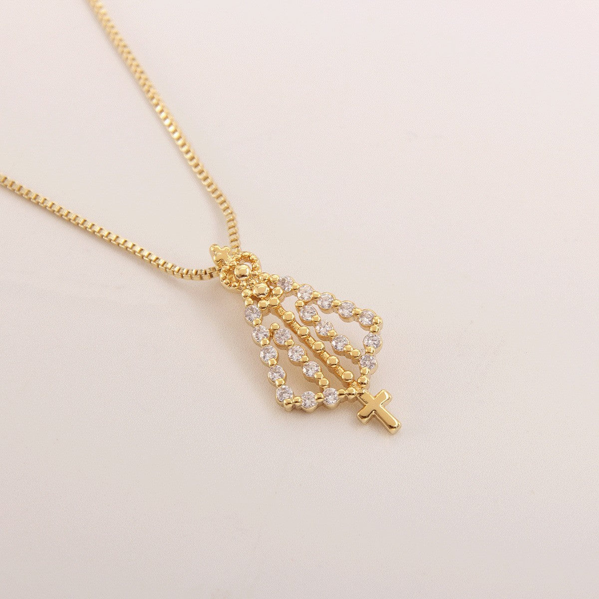 Trendy Religious Necklace – Madonna Cross Charm B – view 3