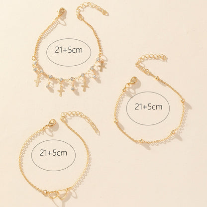 Bohemian-style Cross And Double-heart Multi-layer Anklet – view 5
