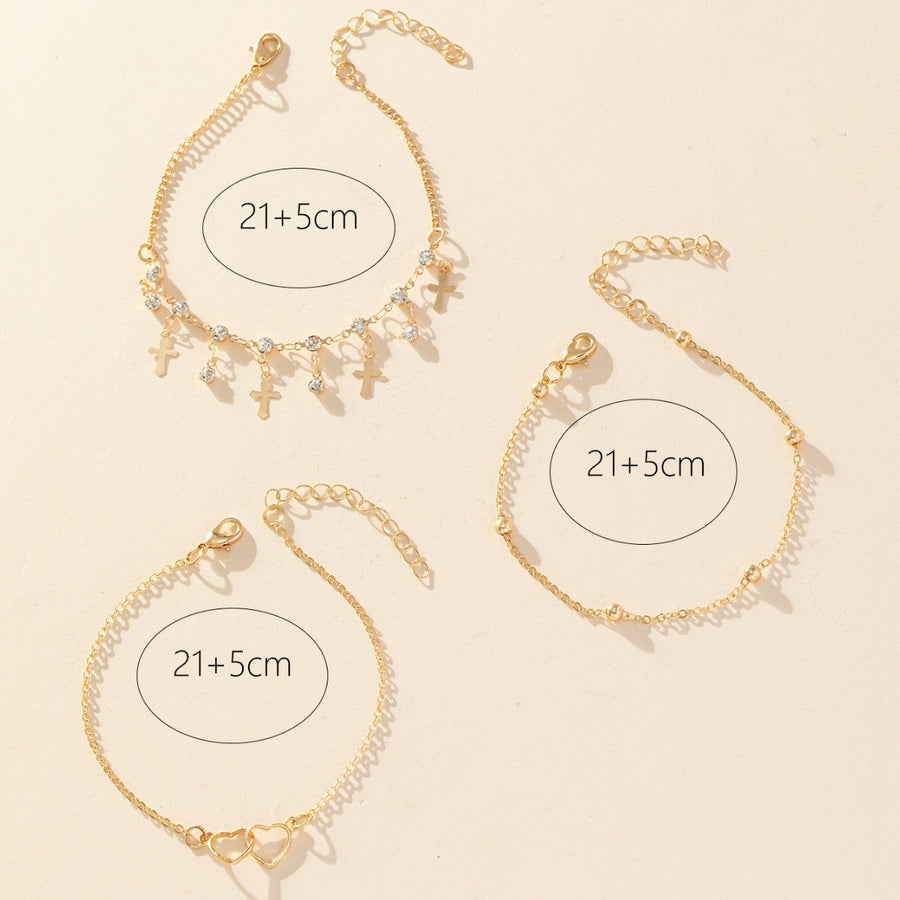 Bohemian-style Cross And Double-heart Multi-layer Anklet – view 5