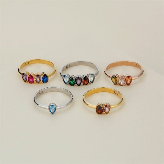 12-color Birthstone Water Drop Ring DIY