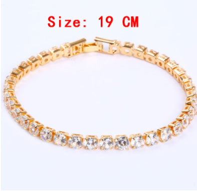 Cubic Zirconia Tennis Bracelet – Iced Out Crystal, Gold – view 7