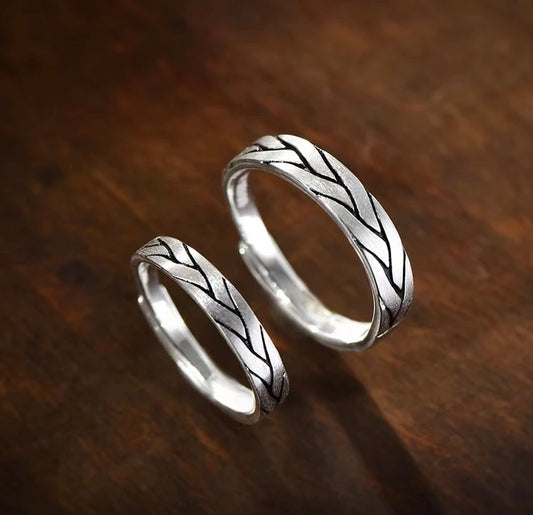 Vintage Engraved Promise Rings Set Of 2 – 990 Sterling Silver