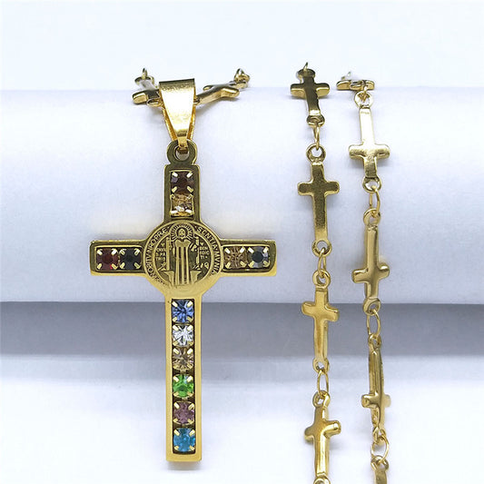 Cross Stainless Steel Gold Pendant Necklace