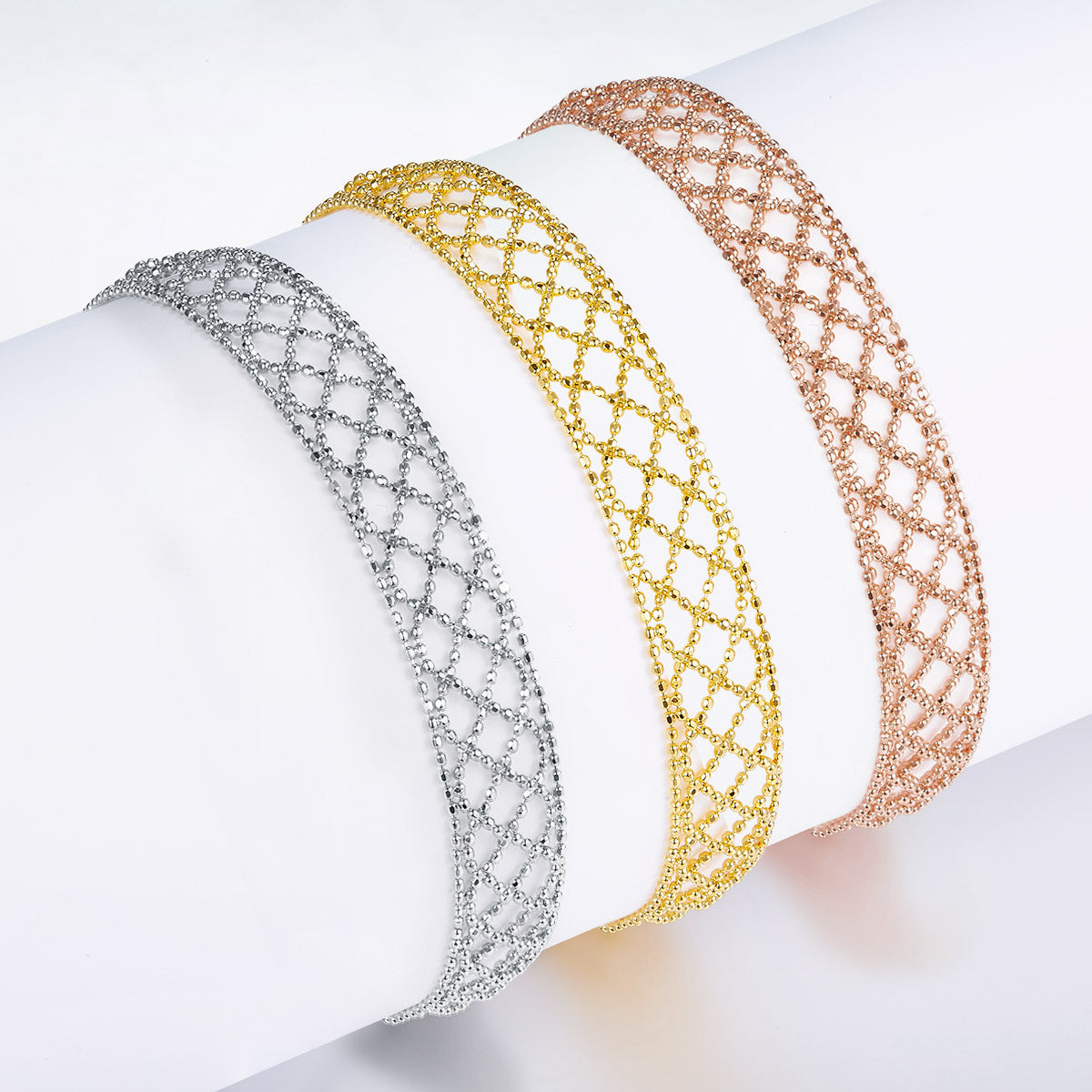 Hollow Mesh Bracelet – S925 Silver, Adjustable, 3 Finishes – view 4