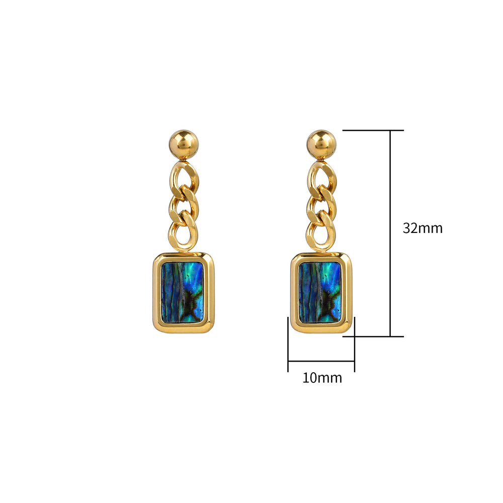 Affordable Luxury Abalone Shell Shaped Earrings With A Chain – view 3