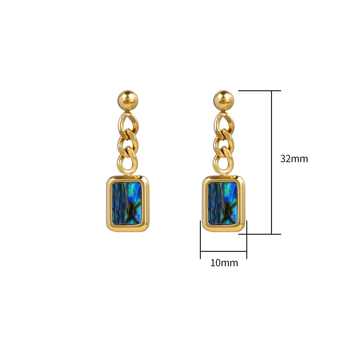 Affordable Luxury Abalone Shell Shaped Earrings With A Chain – view 3