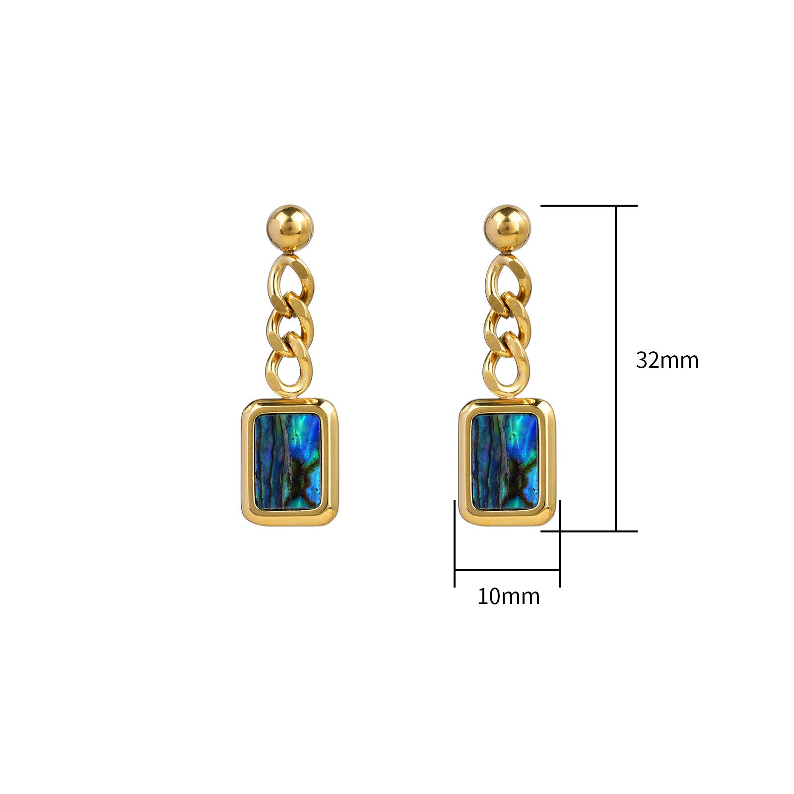Affordable Luxury Abalone Shell Shaped Earrings With A Chain – view 3