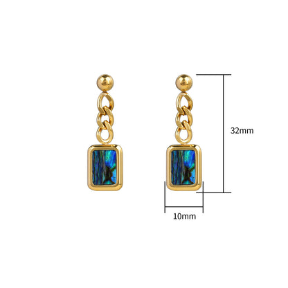 Affordable Luxury Abalone Shell Shaped Earrings With A Chain – view 3