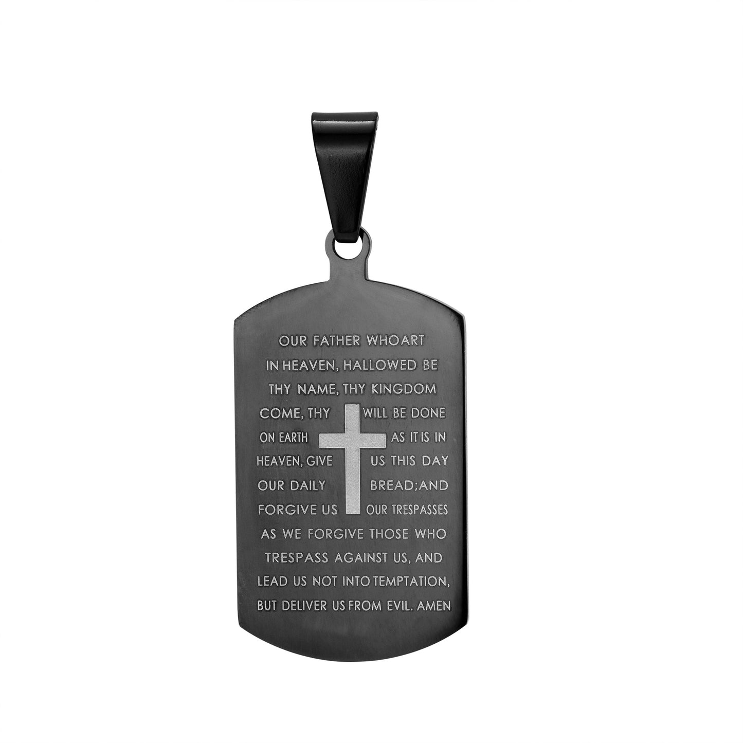 Stainless Steel Bible Cross Dog Tag Pendant Necklace – view 7