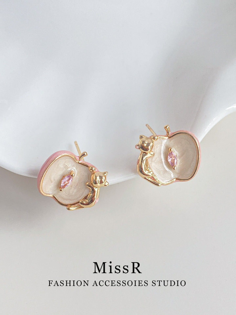 Lotus Enamel Kitten Stud Earrings – view 5