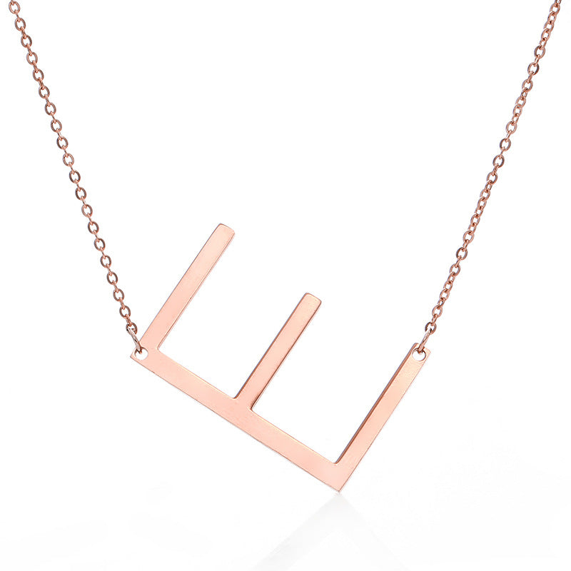 Fabulous Rose Gold Plated Stainless Steel Initial Letter Pendant Necklace – view 37