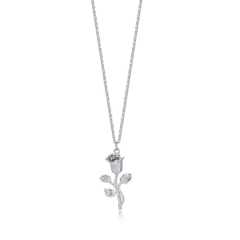 Gold Rose & Cross Pendant Necklace – Stainless Steel – view 8