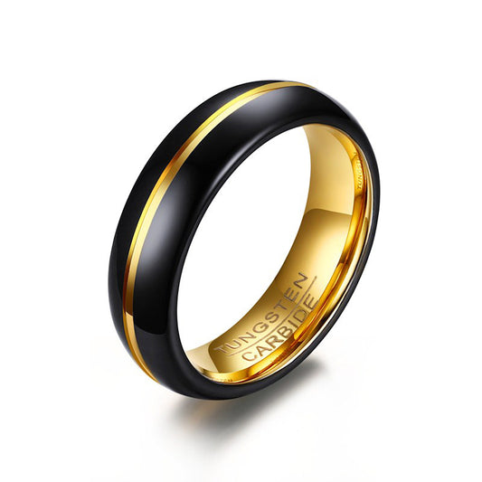Tungsten steel black gold ring