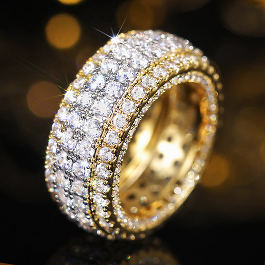 Old Money Geometric Ring – Zircon Inlaid Copper, Two-Tone