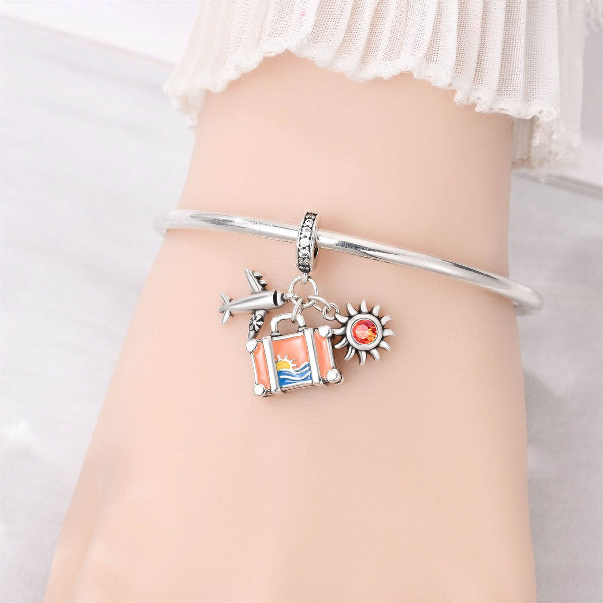 Airplane Suitcase World Travel DIY Bead Pendant Jewelry Accessory – view 3