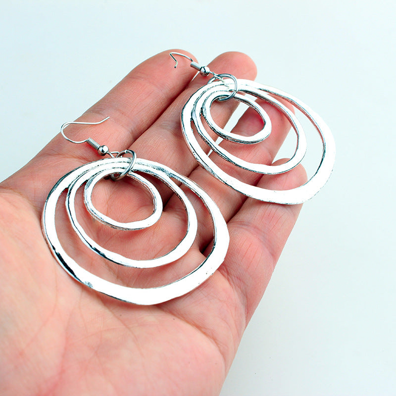 Gothic Ancient Tribe Triple Hoop Earrings – view 4
