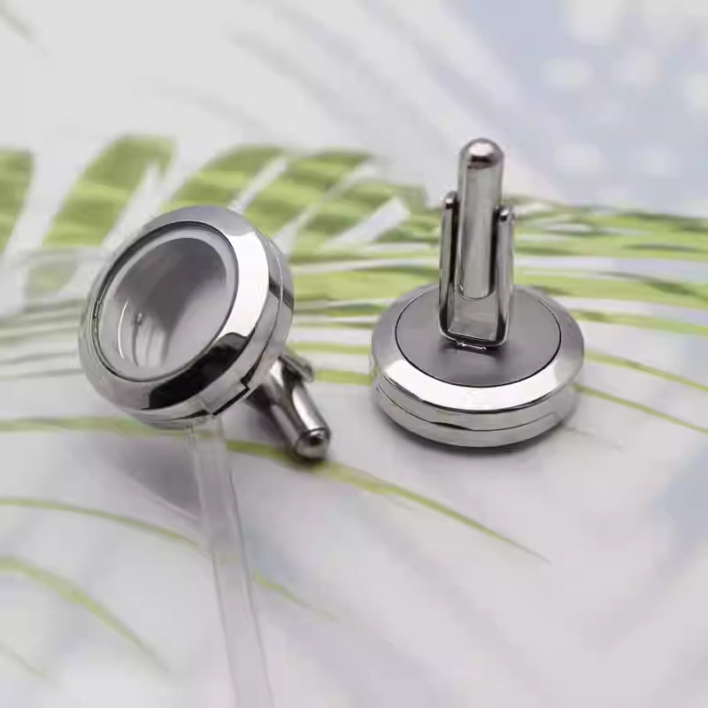Men's Stainless Steel Round Cufflinks For Formal French-Collar Shirts – view 4