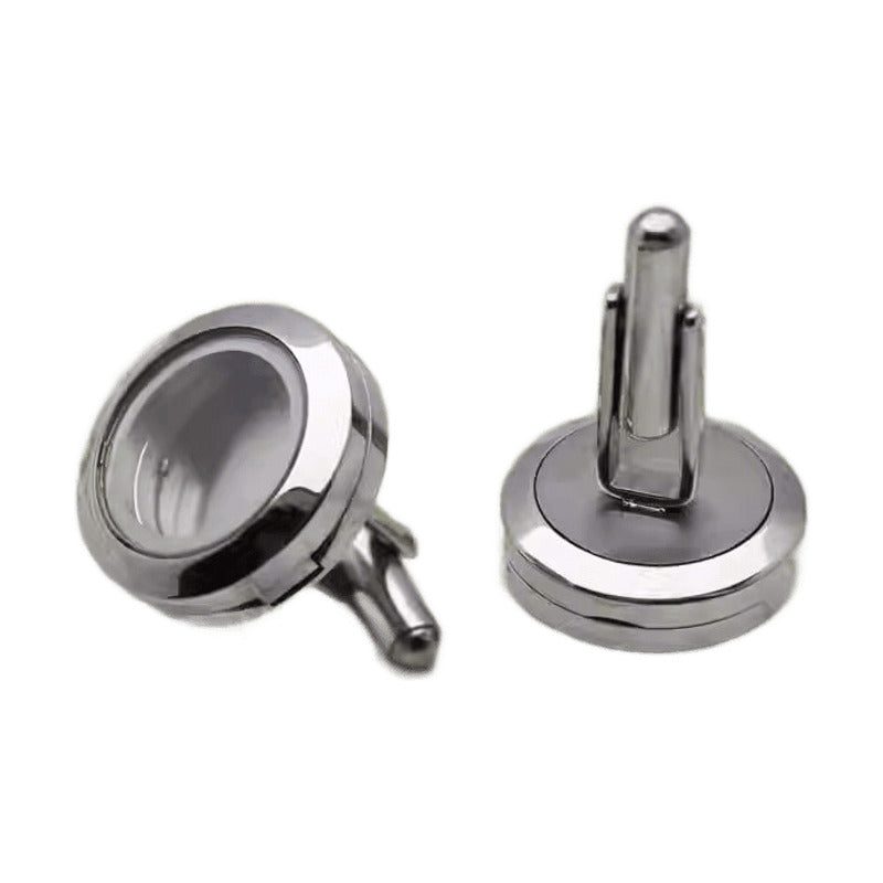 Men's Stainless Steel Round Cufflinks For Formal French-Collar Shirts