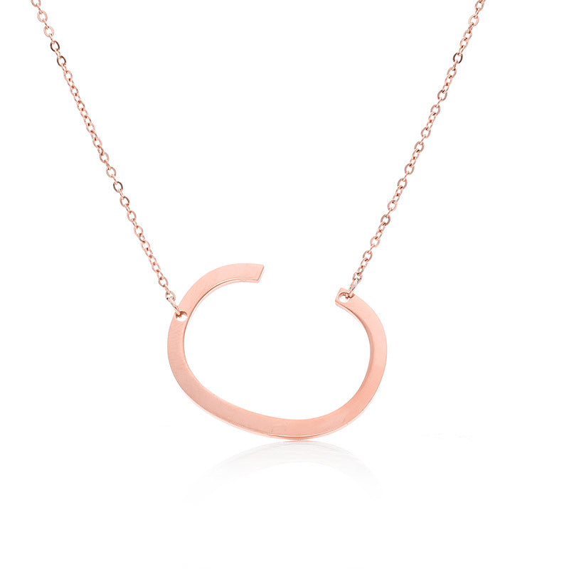 Fabulous Rose Gold Plated Stainless Steel Initial Letter Pendant Necklace – view 70