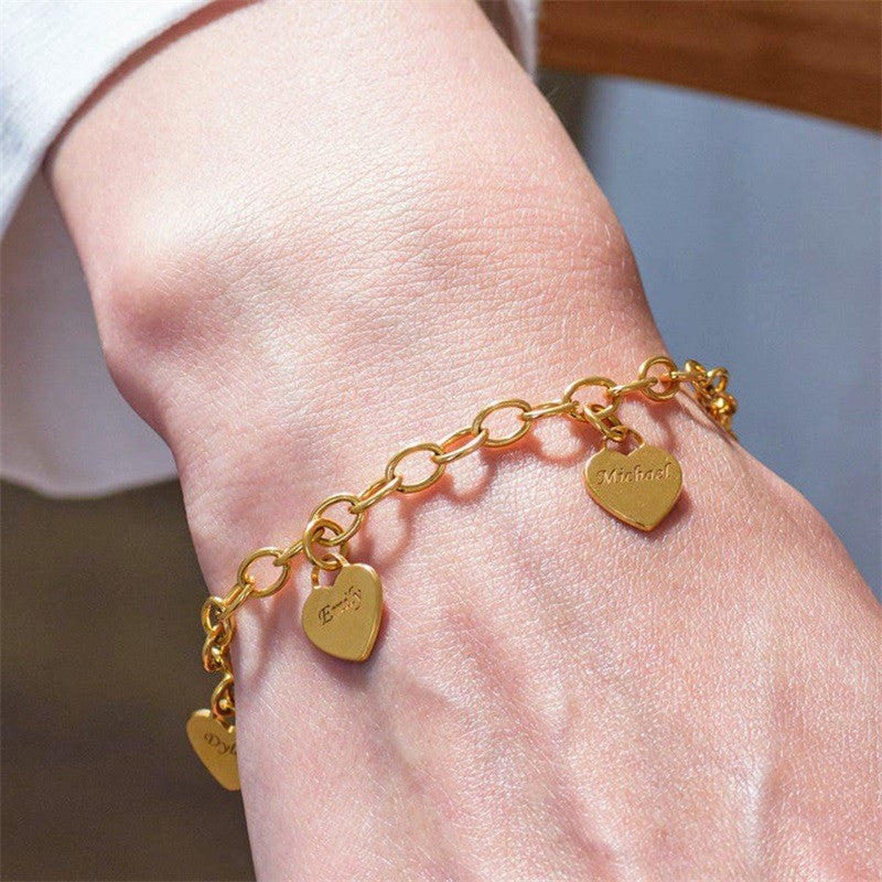 Stainless Steel Engraved DIY Heart Bracelet – view 4