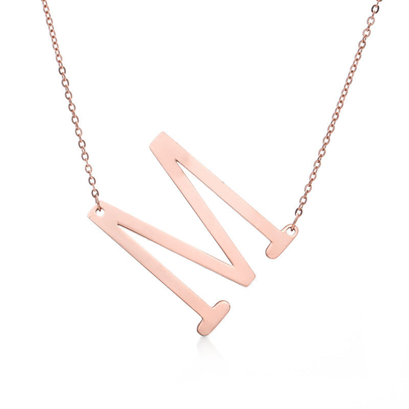 Fabulous Rose Gold Plated Stainless Steel Initial Letter Pendant Necklace – view 36